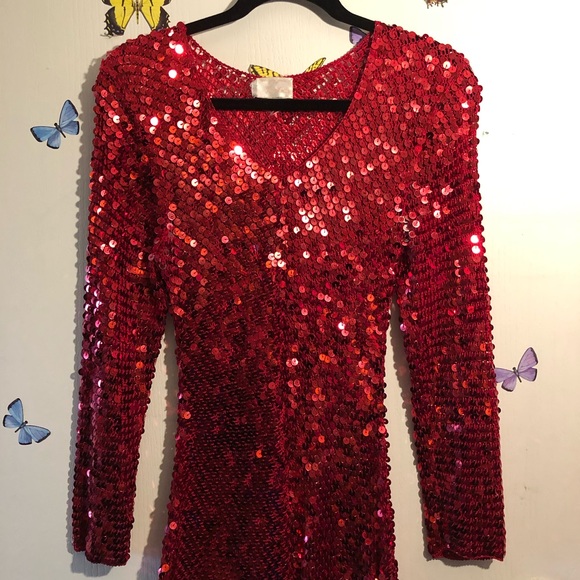 ♨️Vintage♨️Red Sequins Top